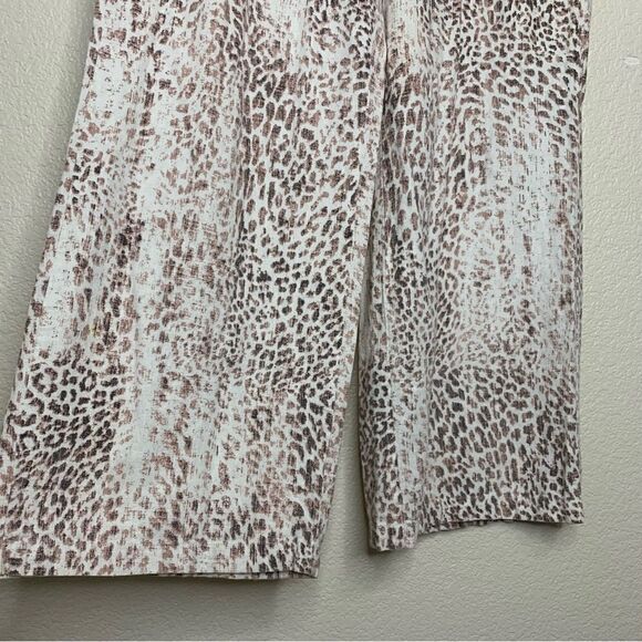 Rewash Linen Blend Animal Print Wide Leg Pull On Pants - Picture 10 of 13